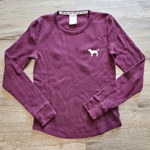 Victoria's Secret PINK Berry Crewneck Thermal Top Size XS